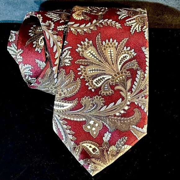 Dior Mid Century Modern Ties Neckwear Tie 100% All Silk Brown Baroque Paisley - Picture 1 of 14